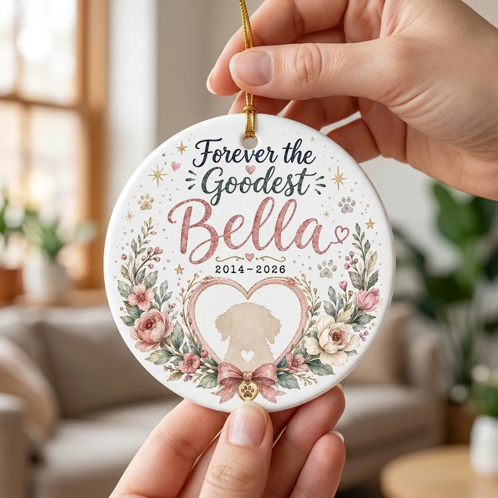 Forever Heart Dog Personalized Pet Memorial Christmas Ornament 2026 hand