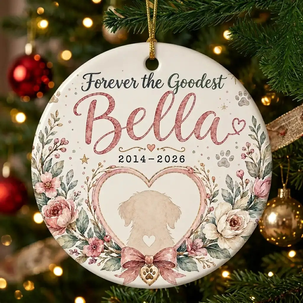 Forever Heart Dog Personalized Pet Memorial Christmas Ornament 2026 tree