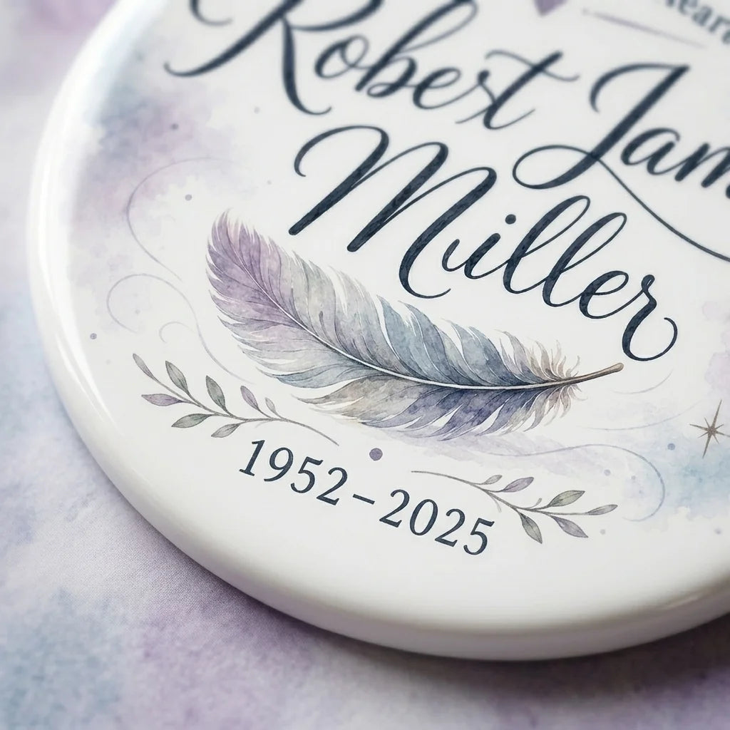 Forever Loved Feather Personalized Memorial Christmas Ornament 2026 detail