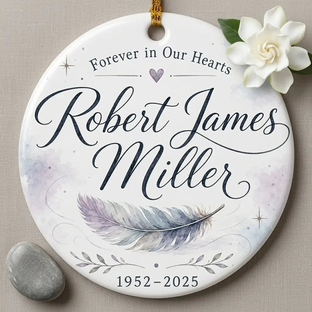Forever Loved Feather Personalized Memorial Christmas Ornament 2026 detail 2