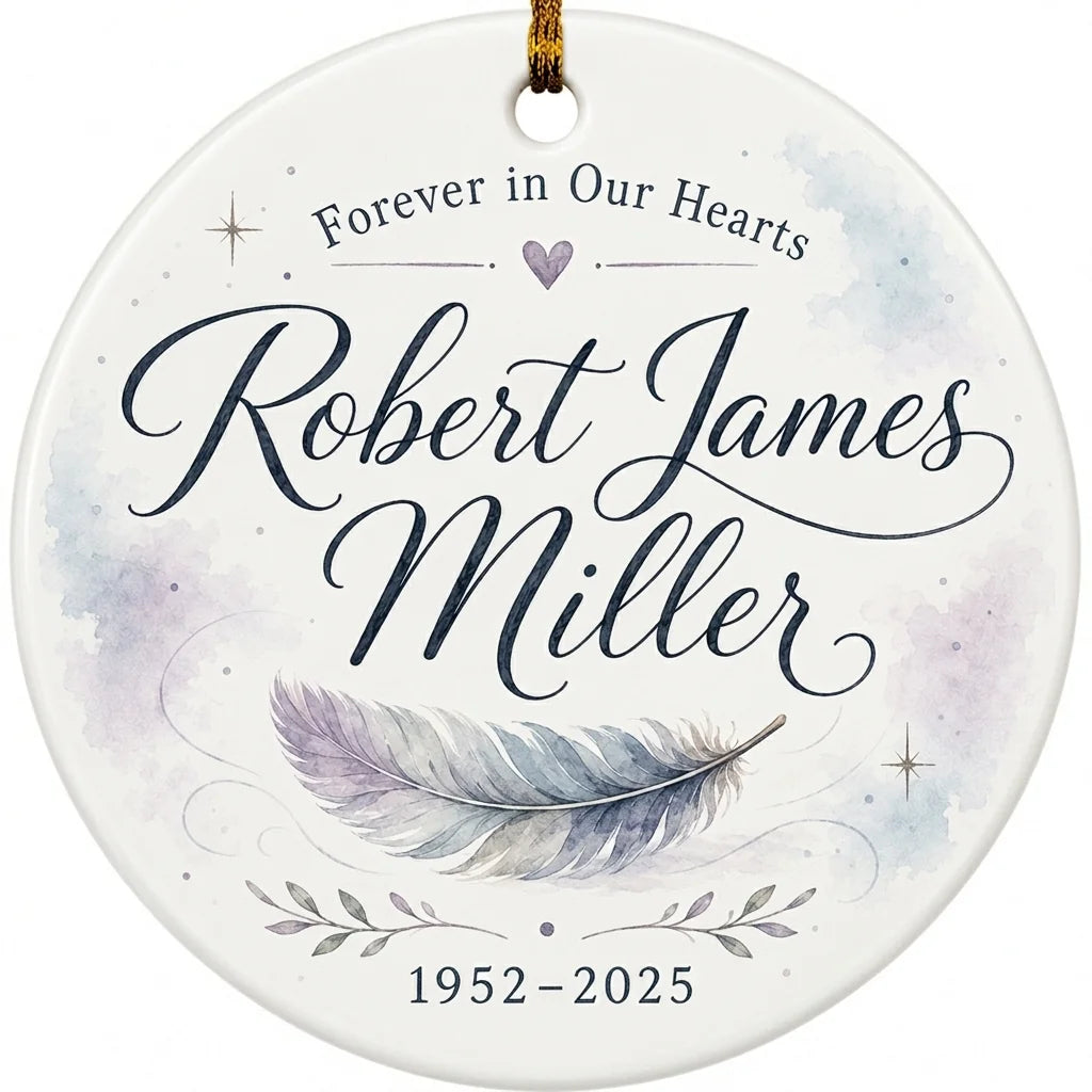 Forever Loved Feather Personalized Memorial Christmas Ornament 2026 hero
