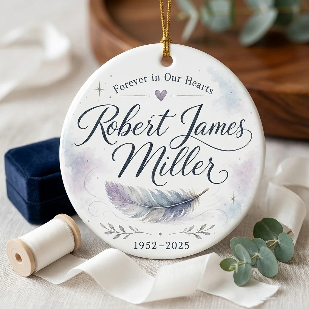 Forever Loved Feather Personalized Memorial Christmas Ornament 2026 lifestyle