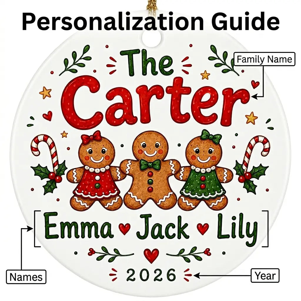 Gingerbread Family Personalized Family Names Christmas Ornament 2026 guide