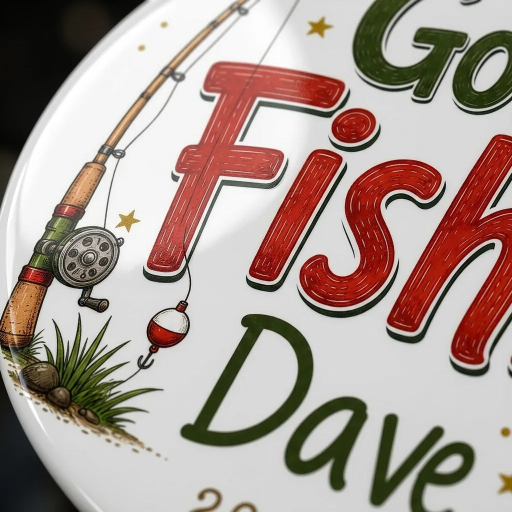 Gone Fishin' Personalized Fishing Retirement Christmas Ornament 2026 detail