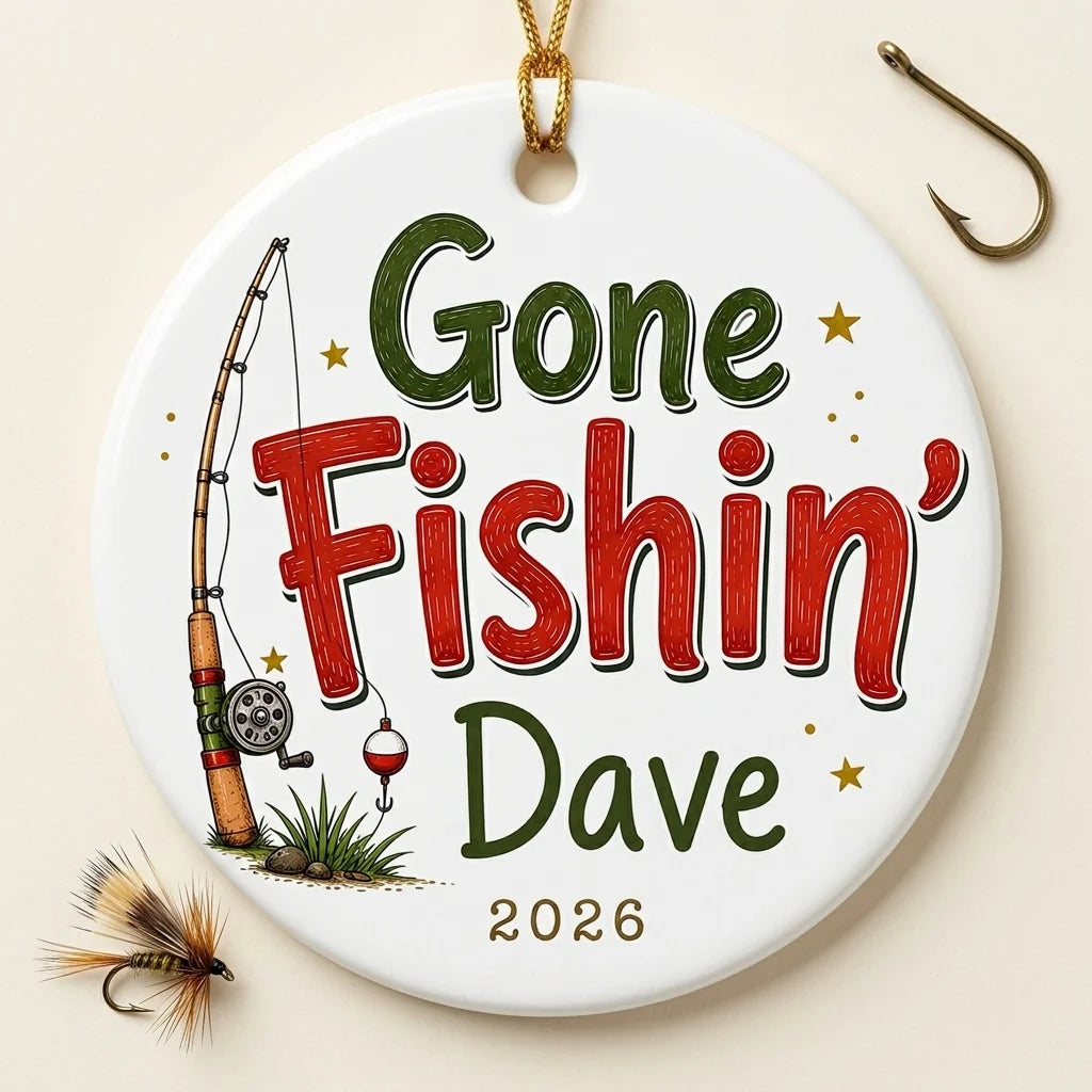 Gone Fishin' Personalized Fishing Retirement Christmas Ornament 2026 detail 2