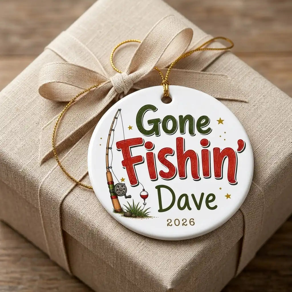 Gone Fishin' Personalized Fishing Retirement Christmas Ornament 2026 gift