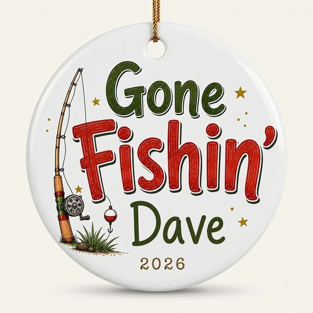 Gone Fishin' Personalized Fishing Retirement Christmas Ornament 2026 hero