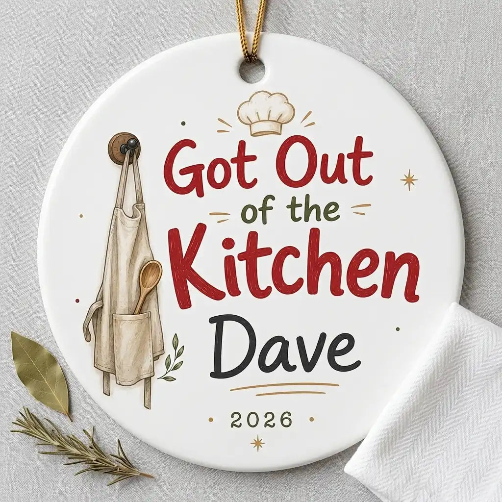 Got out of the Kitchen Personalized Cooking Retirement Christmas Ornament 2026 detail 2