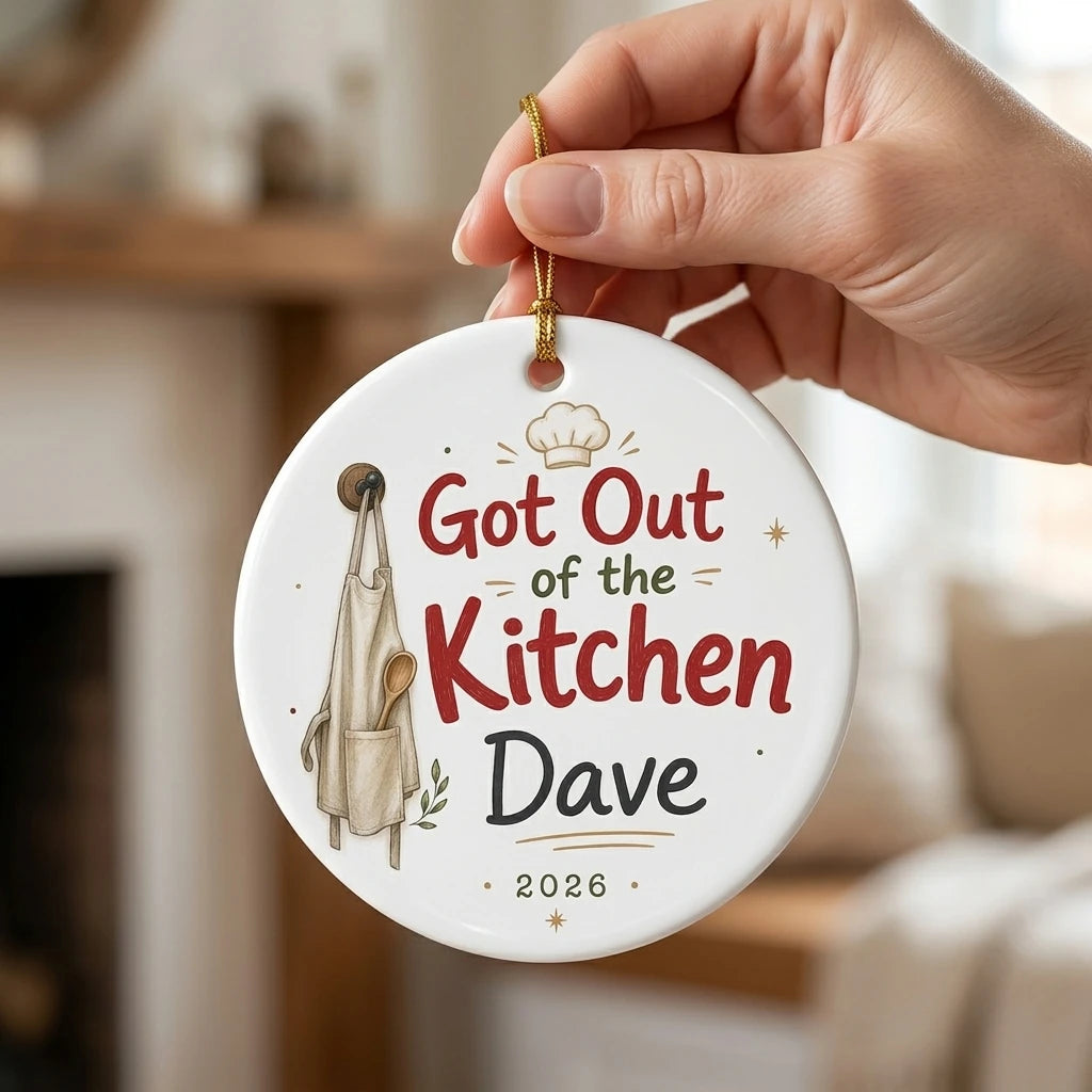 Got out of the Kitchen Personalized Cooking Retirement Christmas Ornament 2026 hand