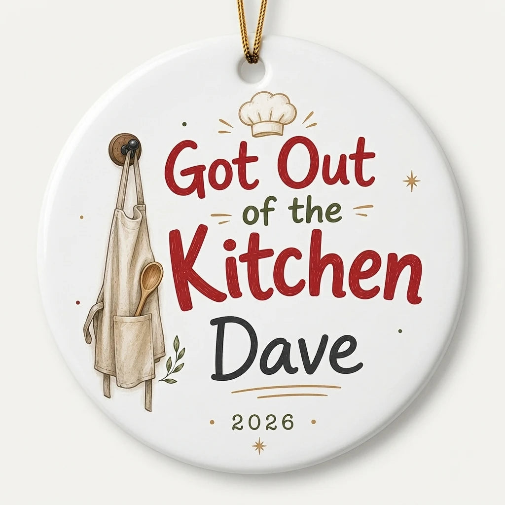 Got out of the Kitchen Personalized Cooking Retirement Christmas Ornament 2026 hero