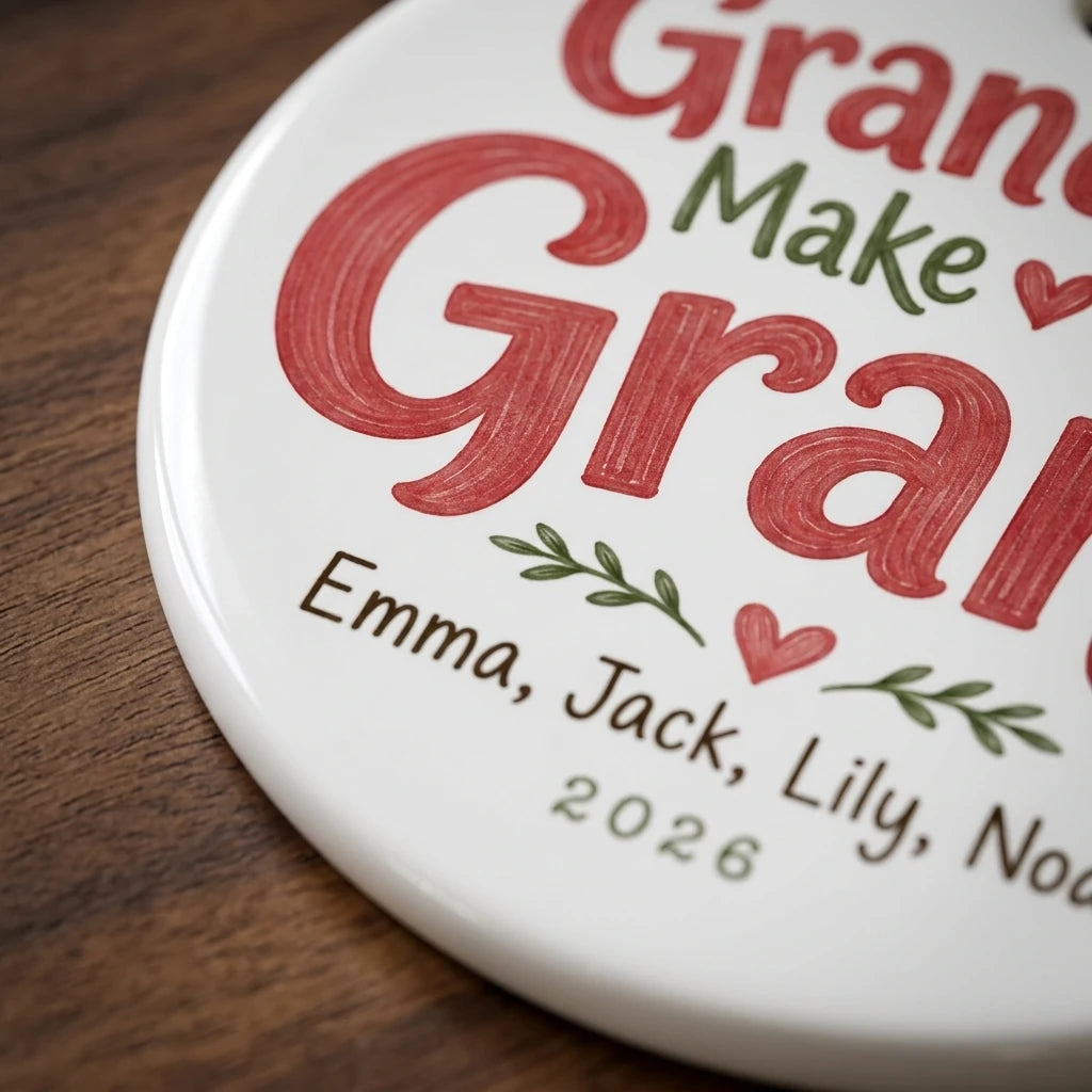Grandkids Make Life Grand Personalized Grandparent Christmas Ornament 2026 detail