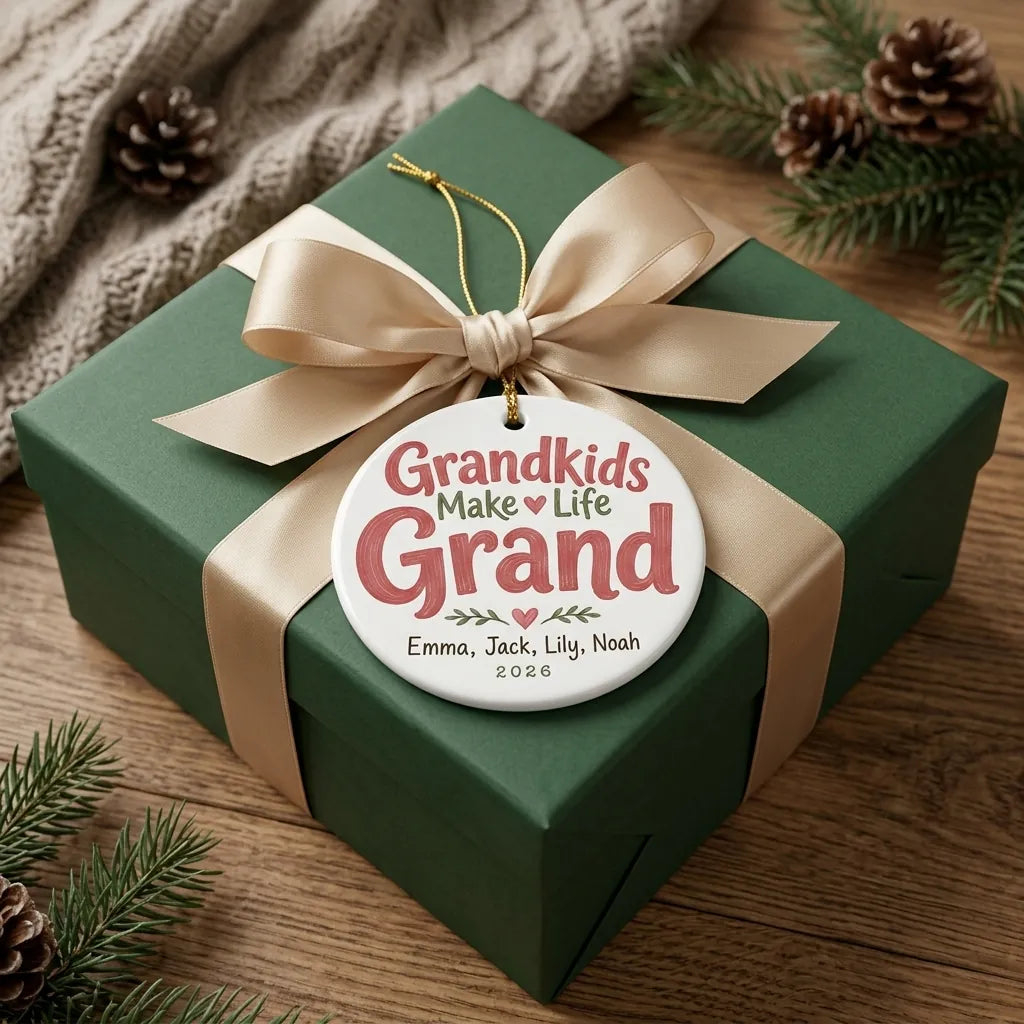 Grandkids Make Life Grand Personalized Grandparent Christmas Ornament 2026 gift