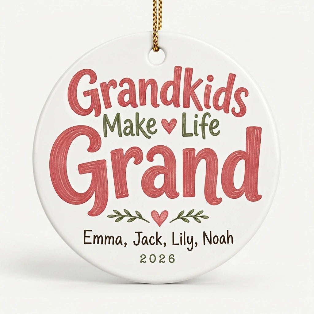 Grandkids Make Life Grand Personalized Grandparent Christmas Ornament 2026 hero