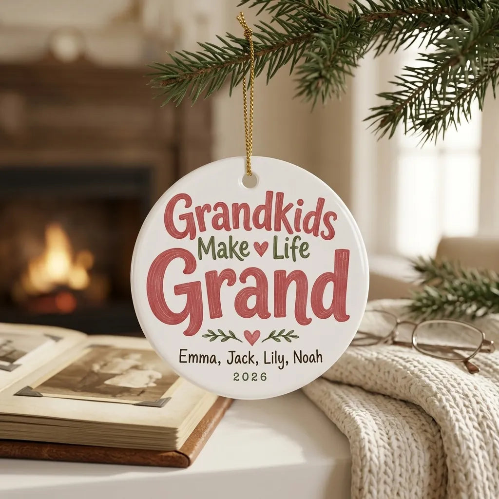Grandkids Make Life Grand Personalized Grandparent Christmas Ornament 2026 lifestyle