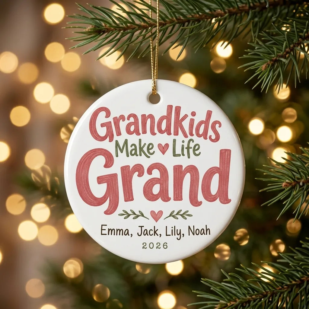 Grandkids Make Life Grand Personalized Grandparent Christmas Ornament 2026 tree