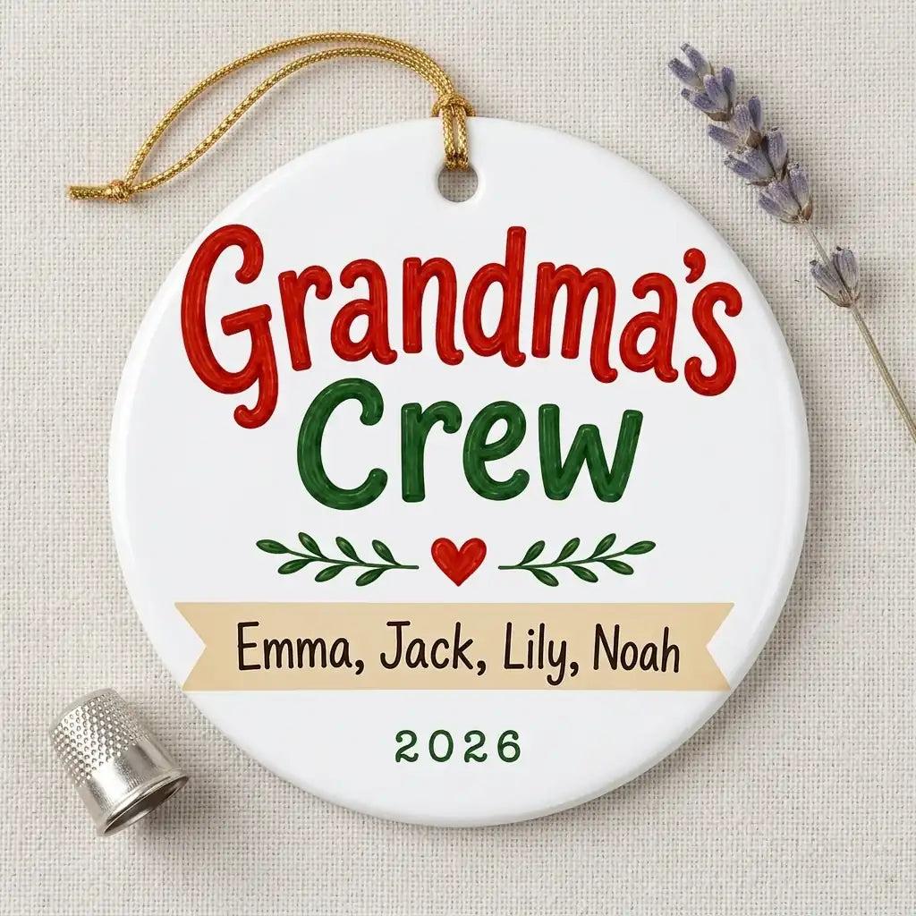 Grandma's Crew Personalized Grandma Christmas Ornament 2026 detail 2