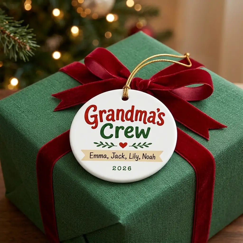 Grandma's Crew Personalized Grandma Christmas Ornament 2026 gift