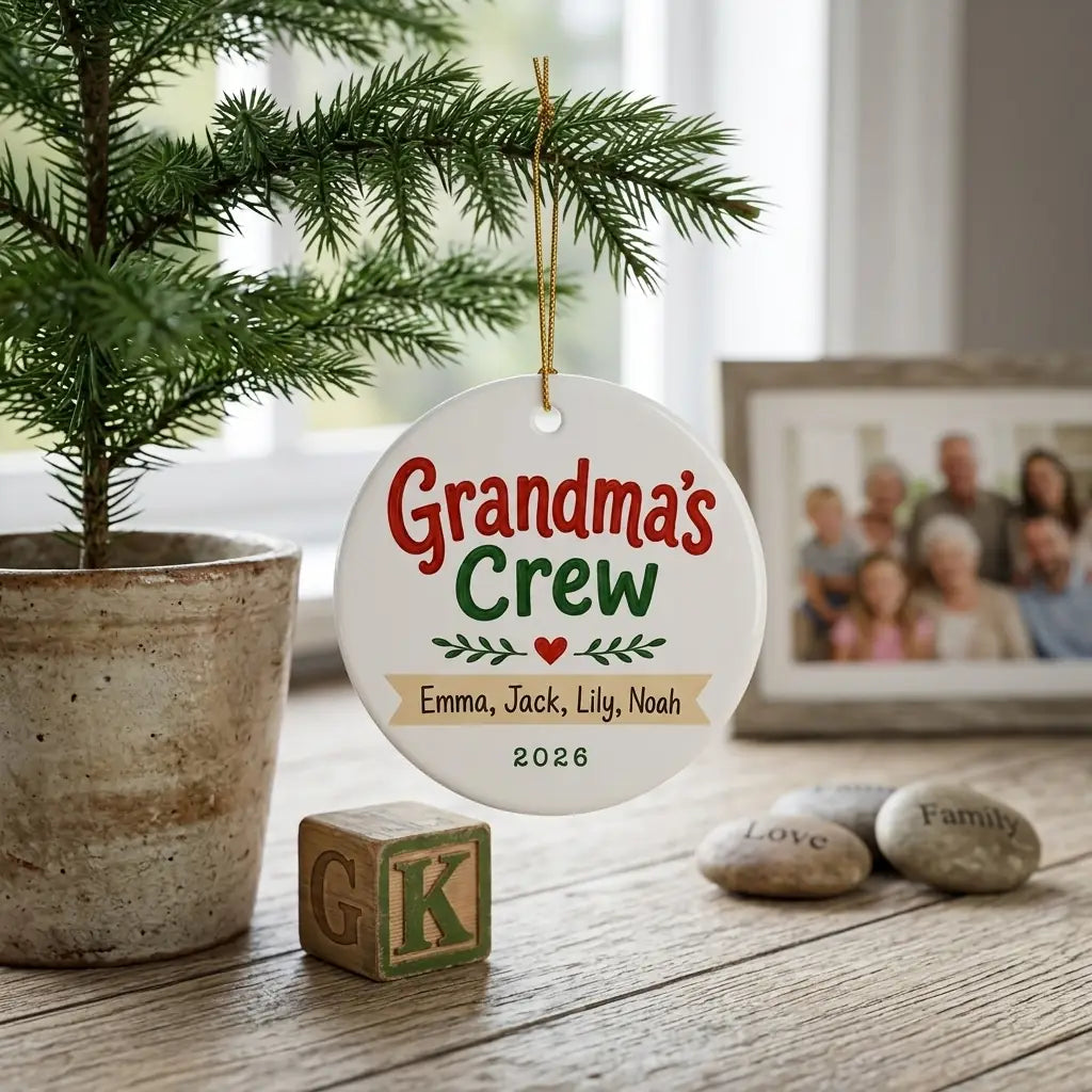 Grandma's Crew Personalized Grandma Christmas Ornament 2026 lifestyle