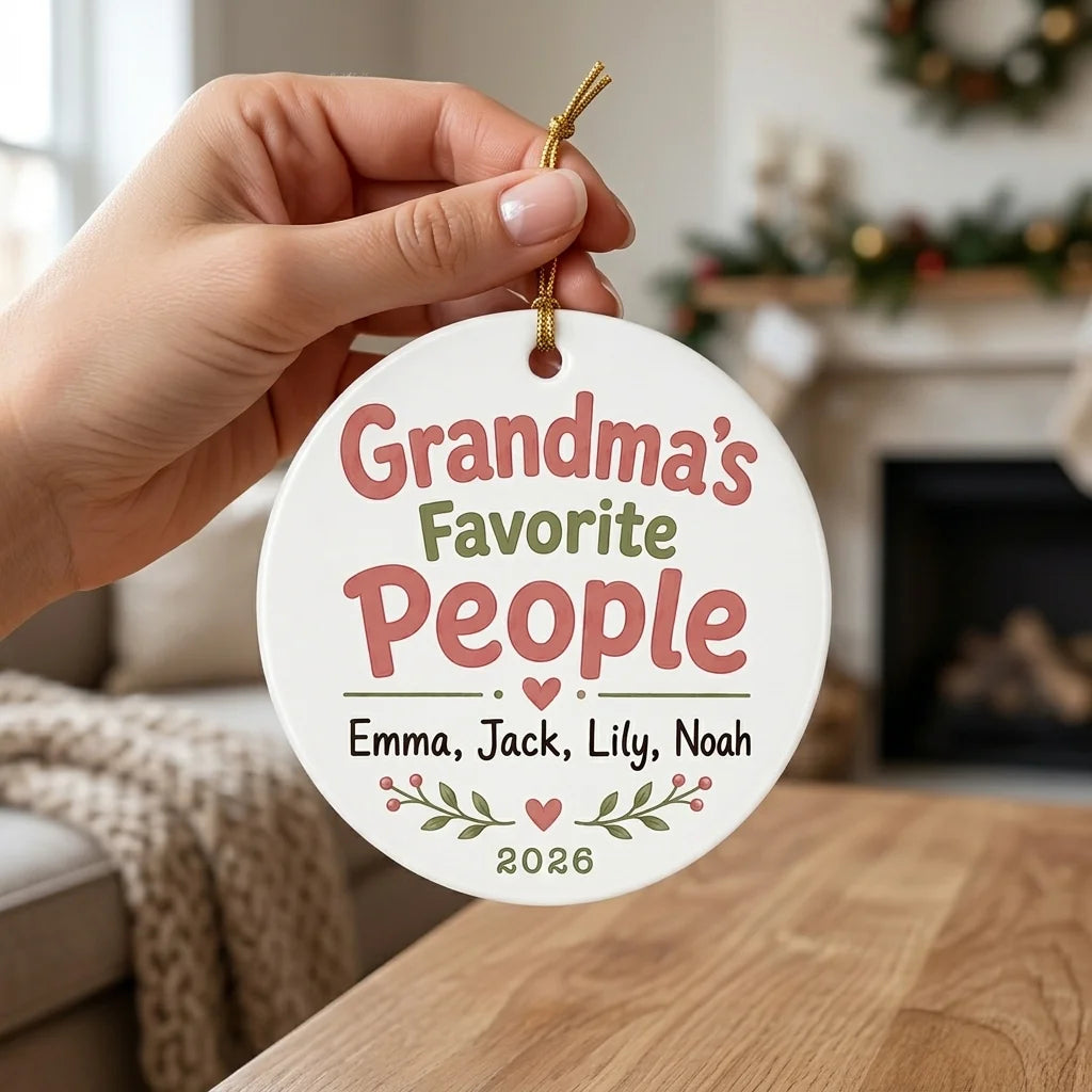 Grandma's Favorite People Personalized Grandma Christmas Ornament 2026 hand