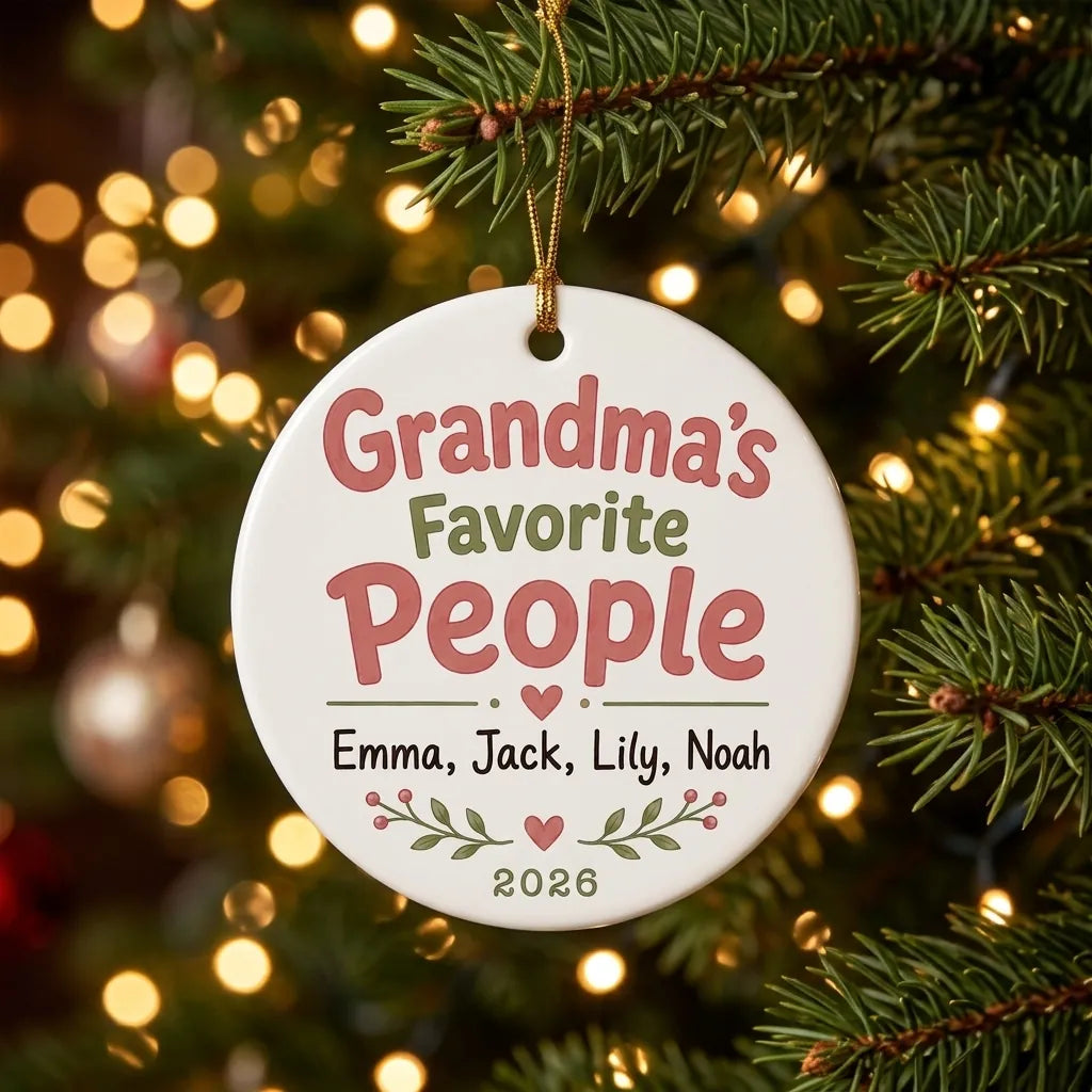 Grandma's Favorite People Personalized Grandma Christmas Ornament 2026 tree
