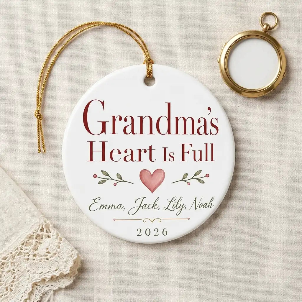 Grandma's Heart Is Full Personalized Grandma Christmas Ornament 2026 detail 2