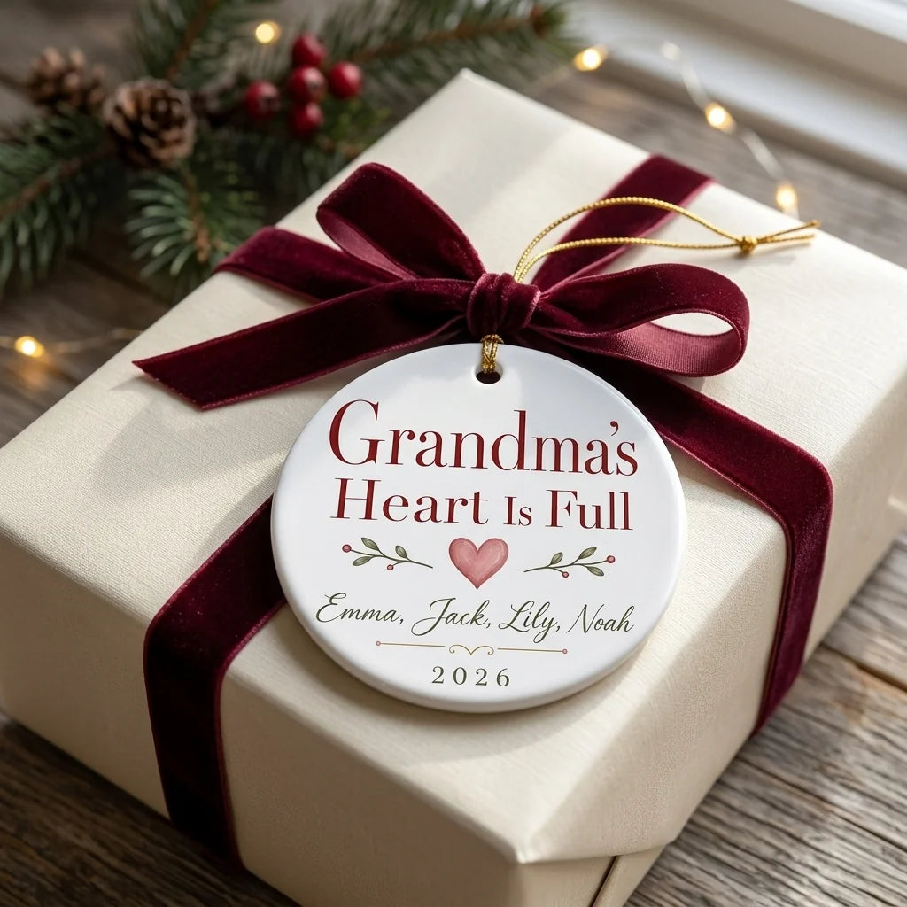 Grandma's Heart Is Full Personalized Grandma Christmas Ornament 2026 gift
