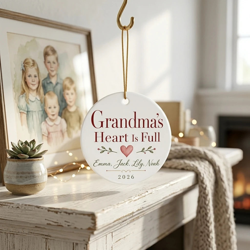 Grandma's Heart Is Full Personalized Grandma Christmas Ornament 2026 lifestyle