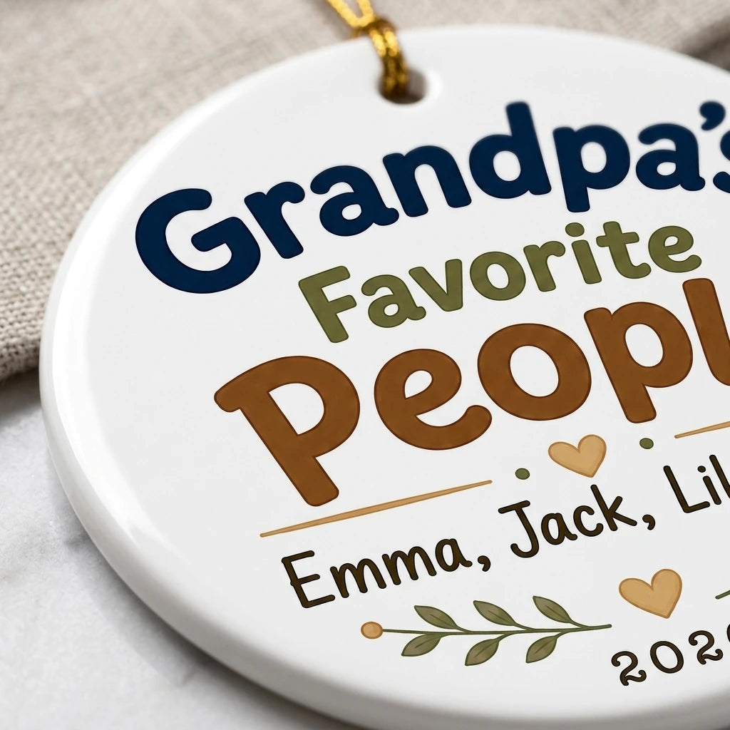 Grandpa's Favorite People Personalized Grandpa Christmas Ornament 2026 detail