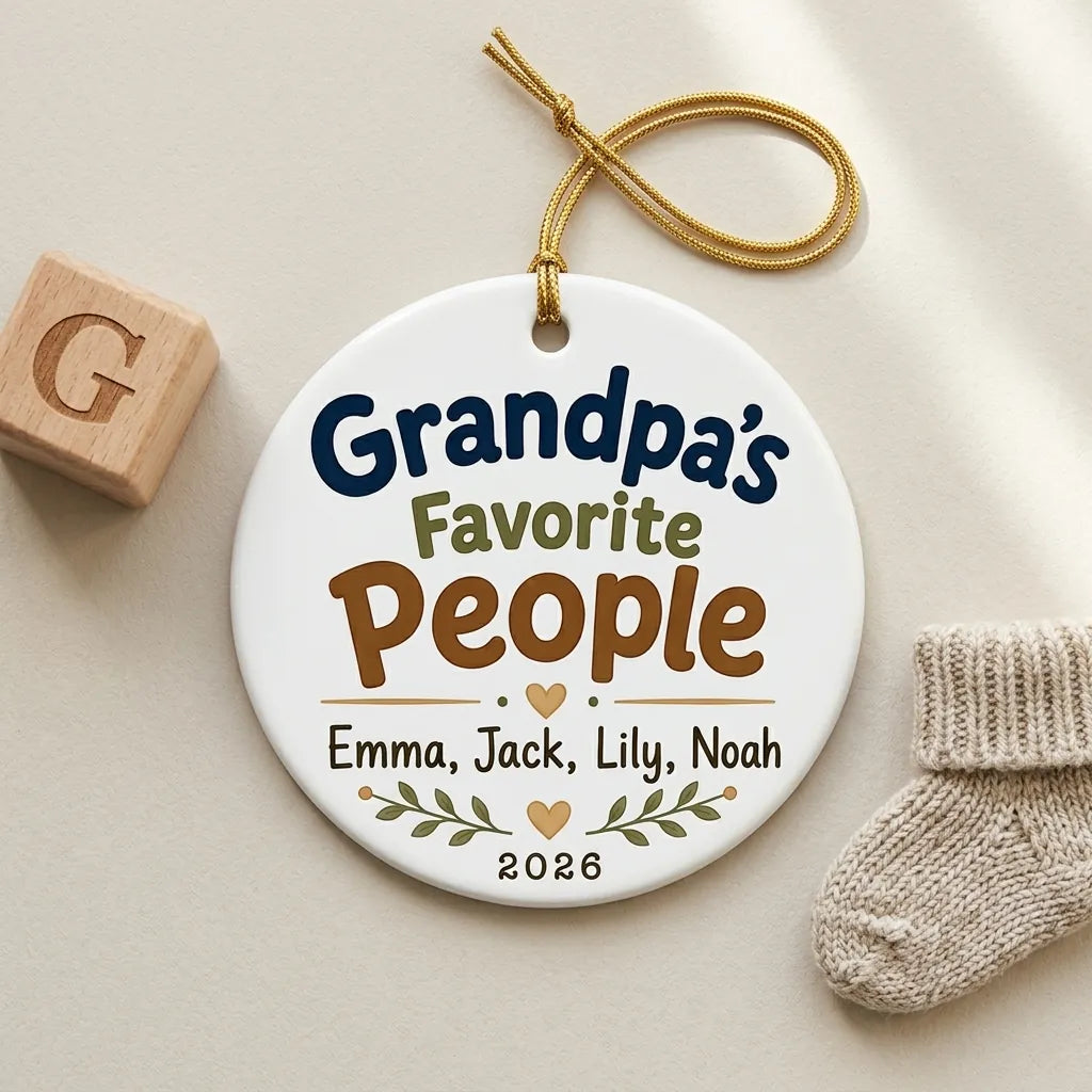 Grandpa's Favorite People Personalized Grandpa Christmas Ornament 2026 detail 2