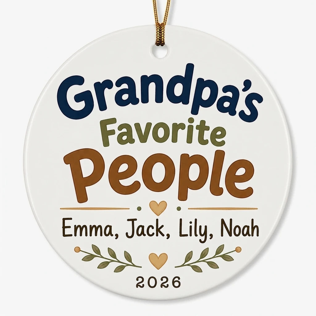 Grandpa's Favorite People Personalized Grandpa Christmas Ornament 2026 hero