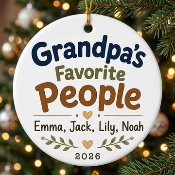 Grandpa's Favorite People Personalized Grandpa Christmas Ornament 2026 tree