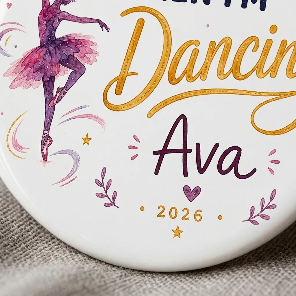 Happiest Dancing Watercolor Personalized Ballet Christmas Ornament 2026 detail