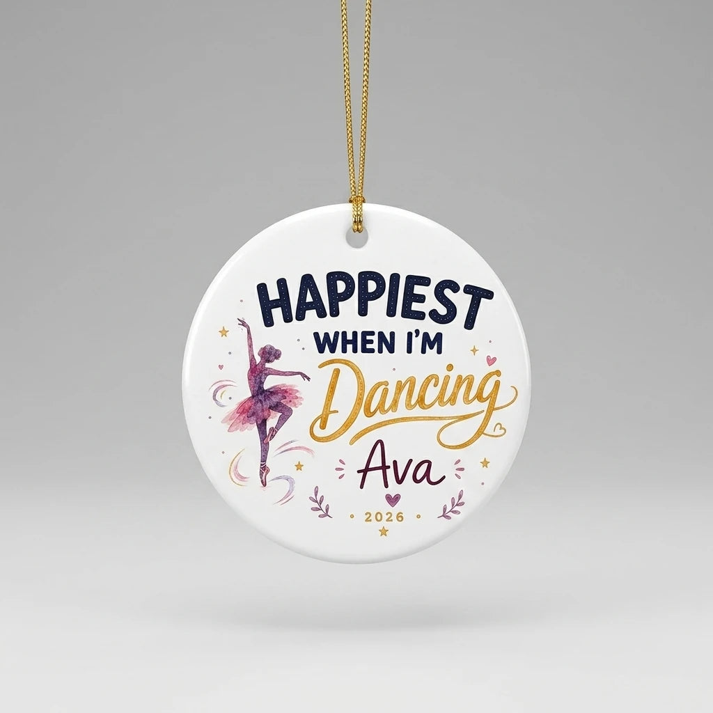 Happiest Dancing Watercolor Personalized Ballet Christmas Ornament 2026 detail 3