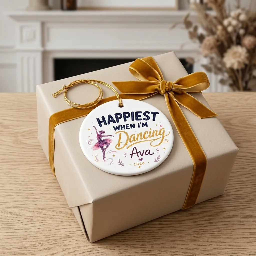 Happiest Dancing Watercolor Personalized Ballet Christmas Ornament 2026 gift