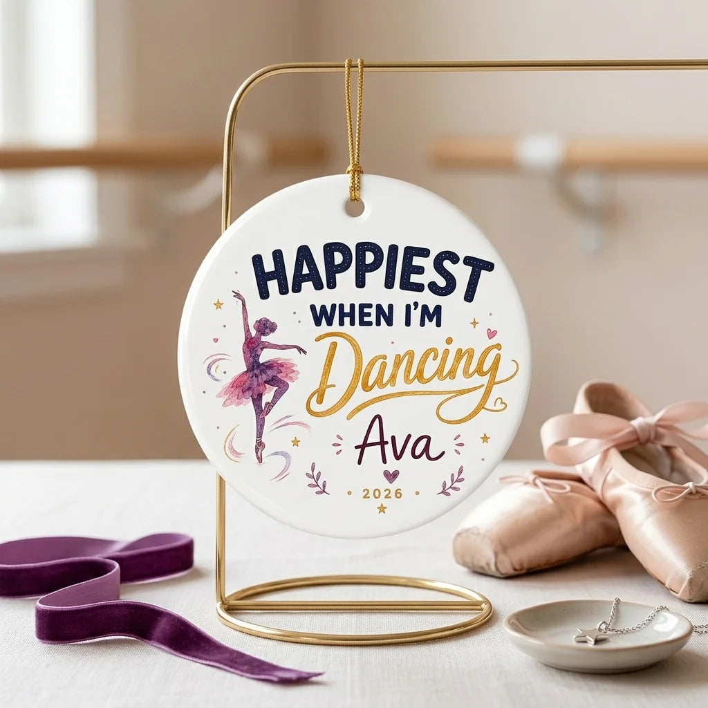 Happiest Dancing Watercolor Personalized Ballet Christmas Ornament 2026 lifestyle