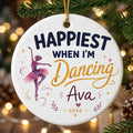 Happiest Dancing Watercolor Personalized Ballet Christmas Ornament 2026 tree