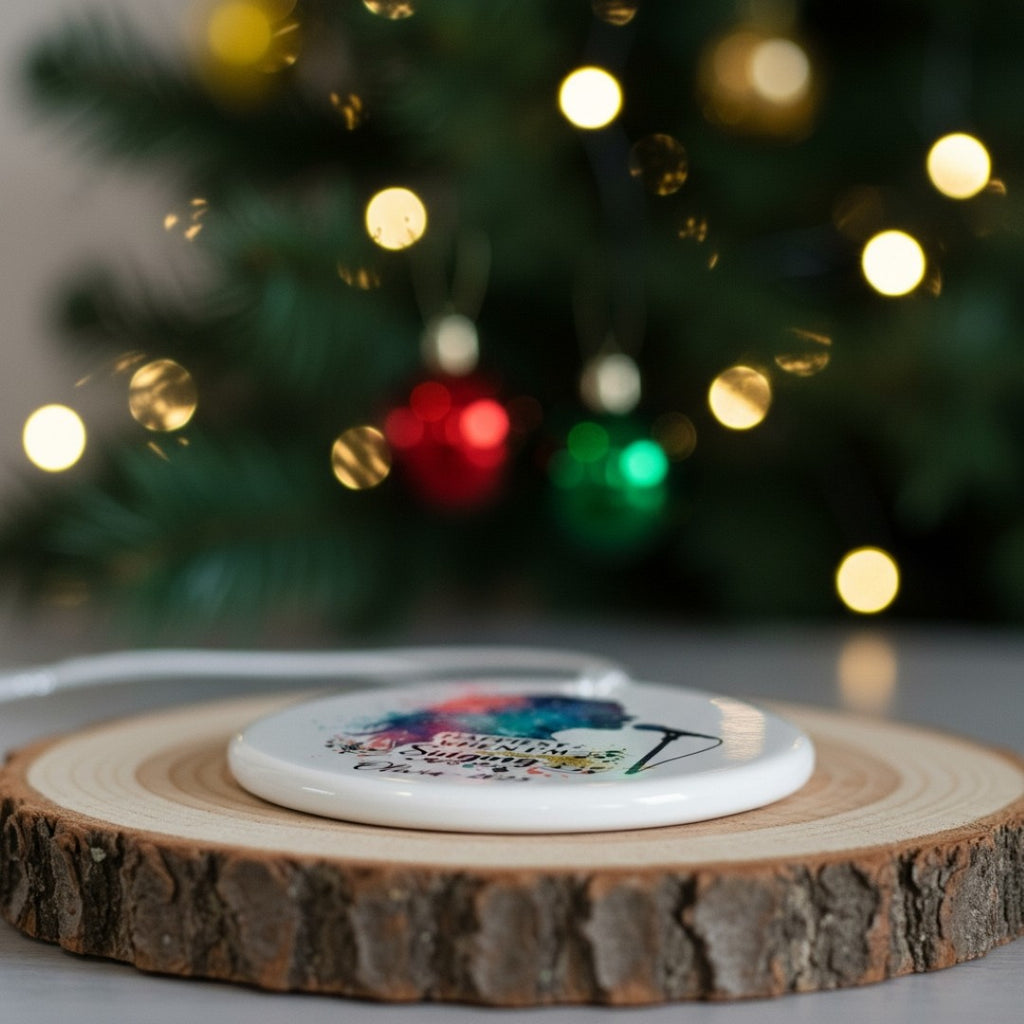 Personalized Ceramic Ornament - Happiest When I'm singing