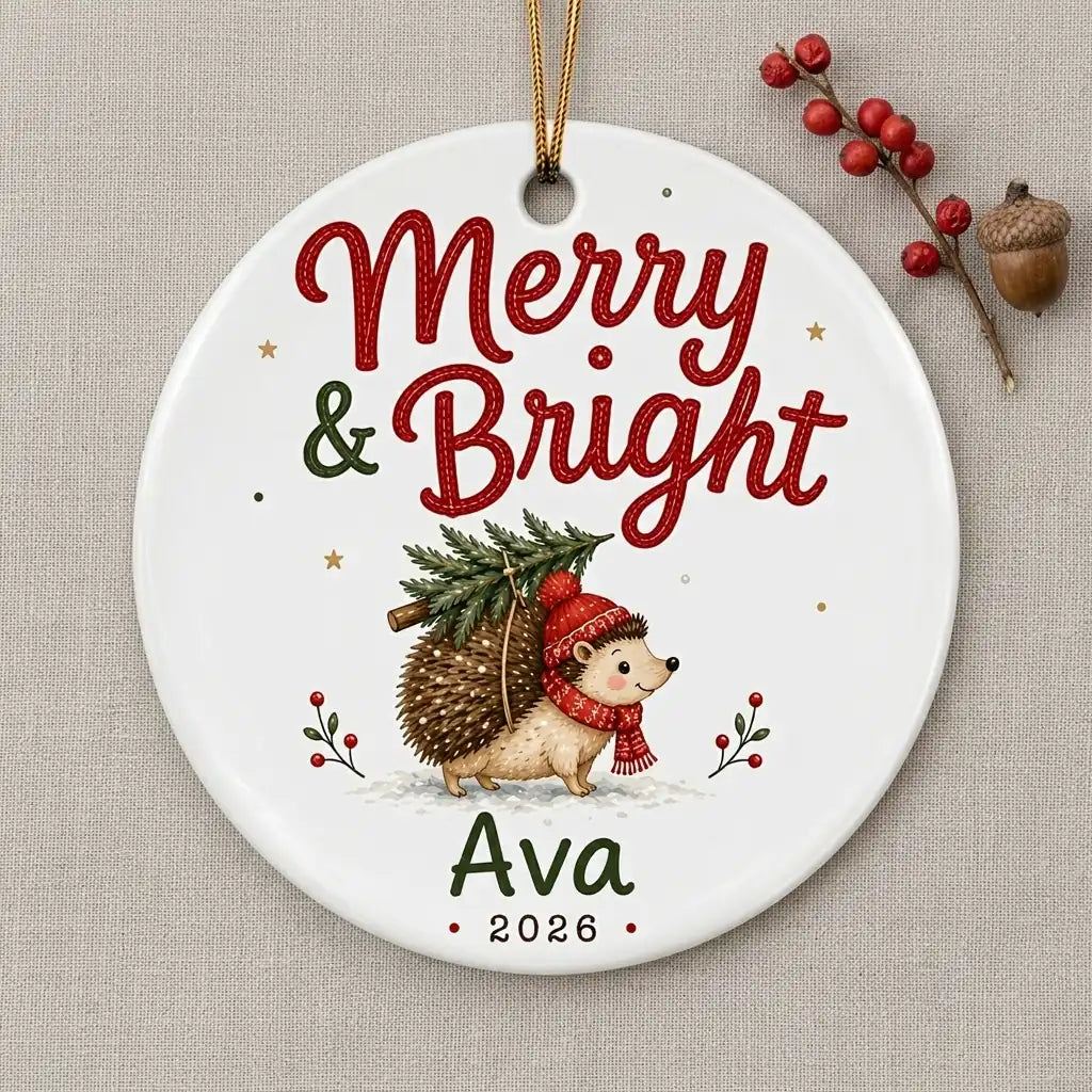 Hedgehog Holiday Personalized Pet Christmas Ornament 2026 detail 2