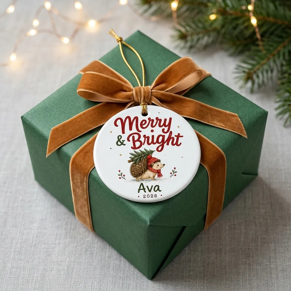 Hedgehog Holiday Personalized Pet Christmas Ornament 2026 gift