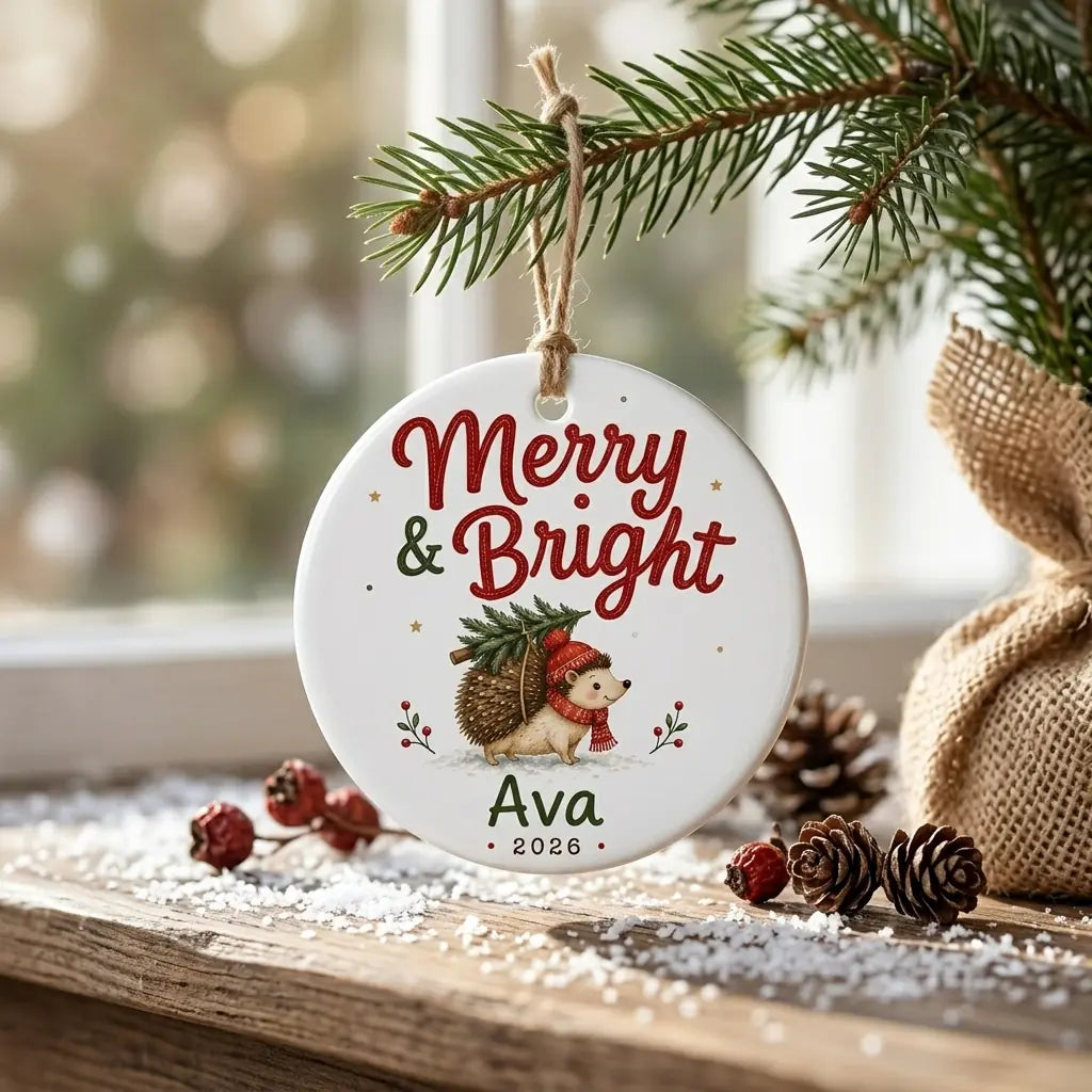 Hedgehog Holiday Personalized Pet Christmas Ornament 2026 lifestyle