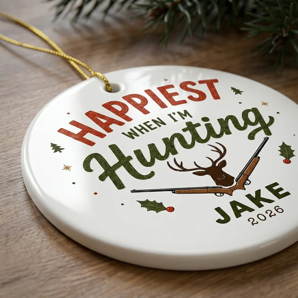 Hunting Lodge Personalized Outdoor Sports Christmas Ornament detail