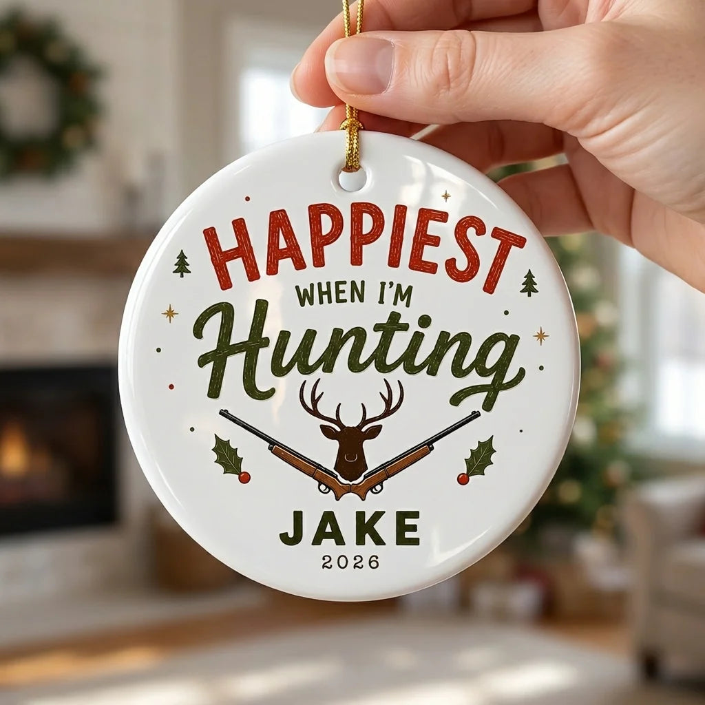 Hunting Lodge Personalized Outdoor Sports Christmas Ornament hand