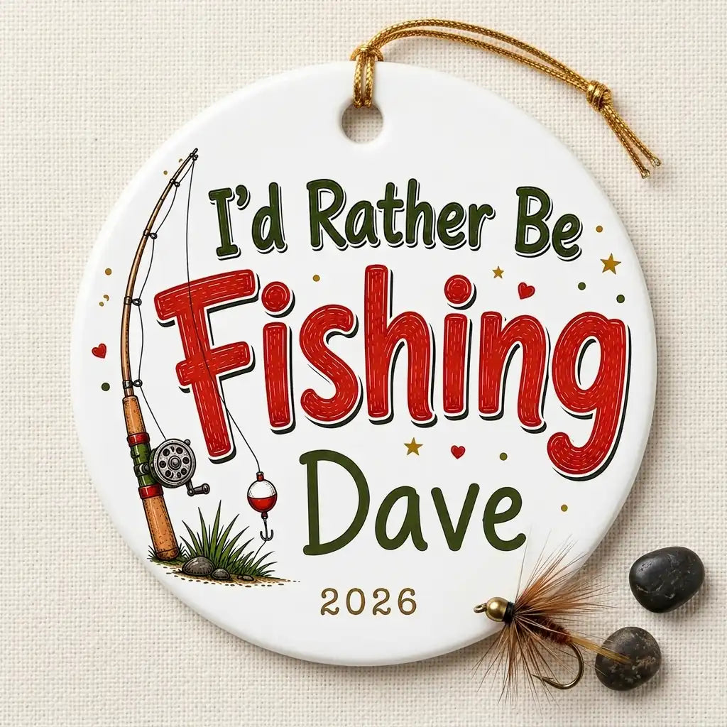 I'd Rather Be Fishing Personalized Fishing Retirement Christmas Ornament 2026 detail 2