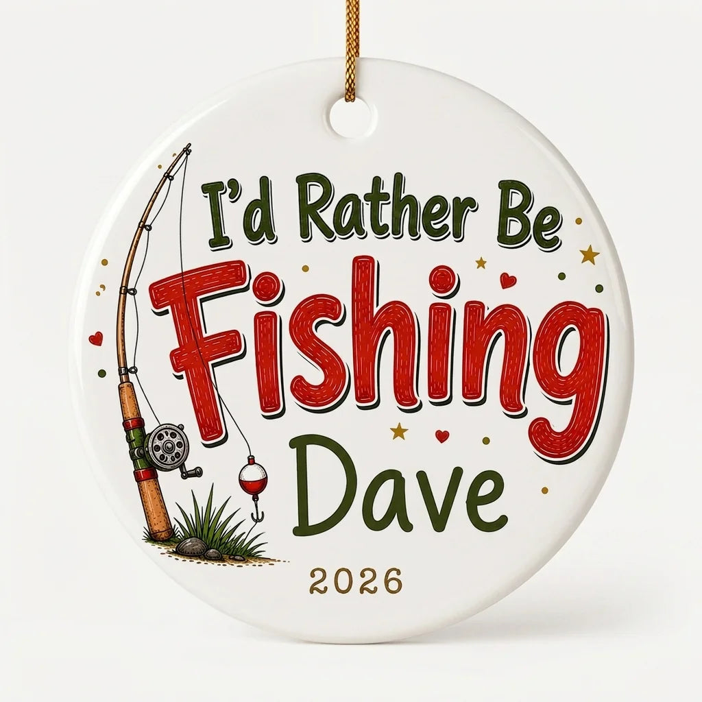 I'd Rather Be Fishing Personalized Fishing Retirement Christmas Ornament 2026 hero