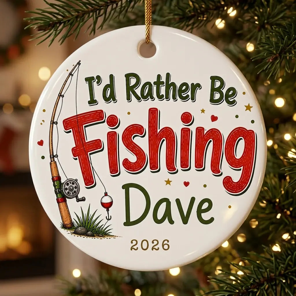 I'd Rather Be Fishing Personalized Fishing Retirement Christmas Ornament 2026 tree