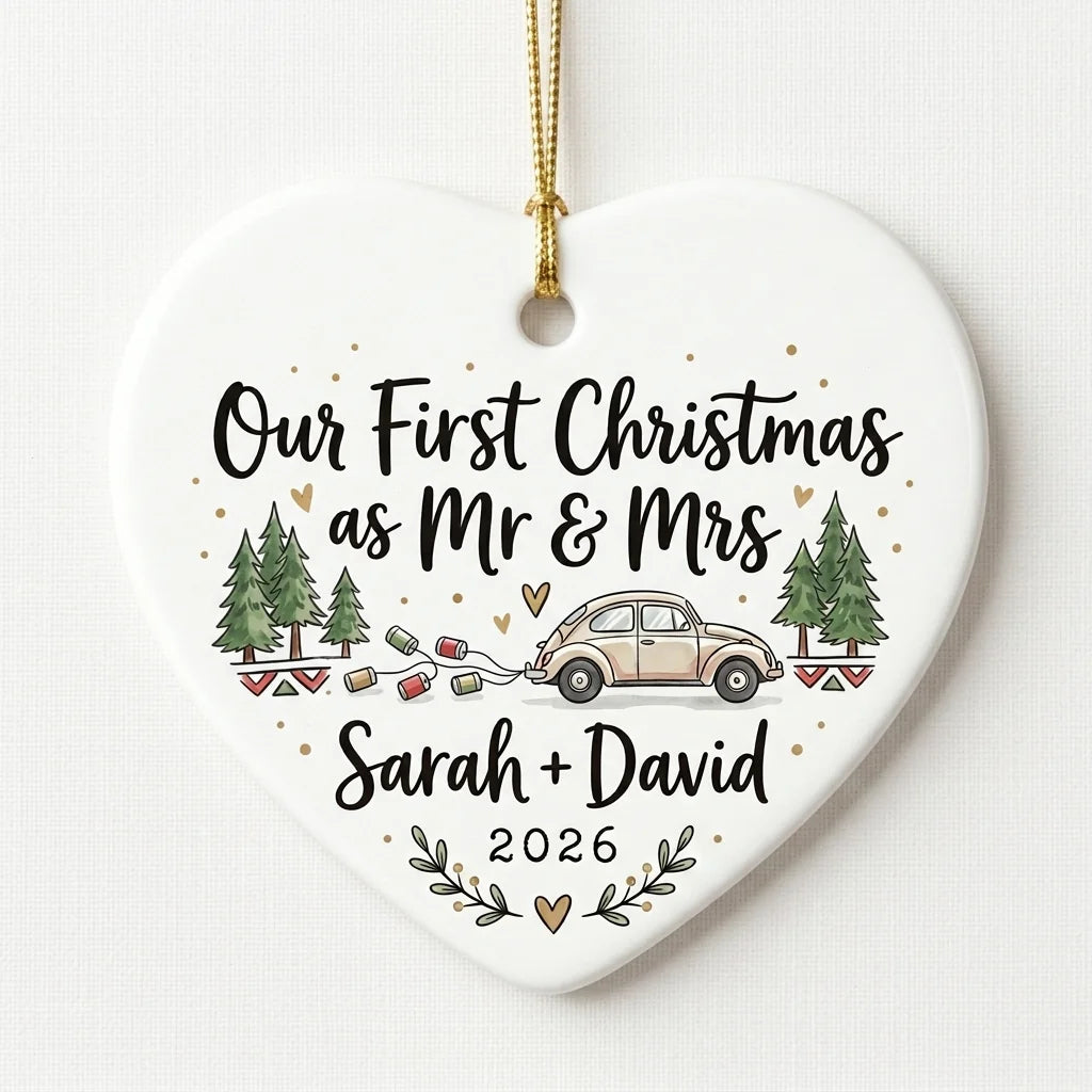 Just Married Car Personalized First Married Christmas Ornament 2026 hero
