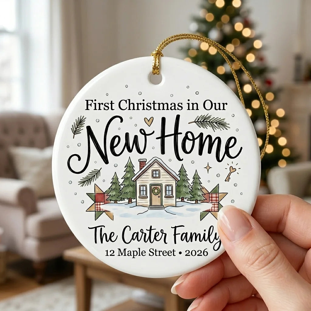Key & Wreath Personalized New Home Christmas Ornament 2026 hand