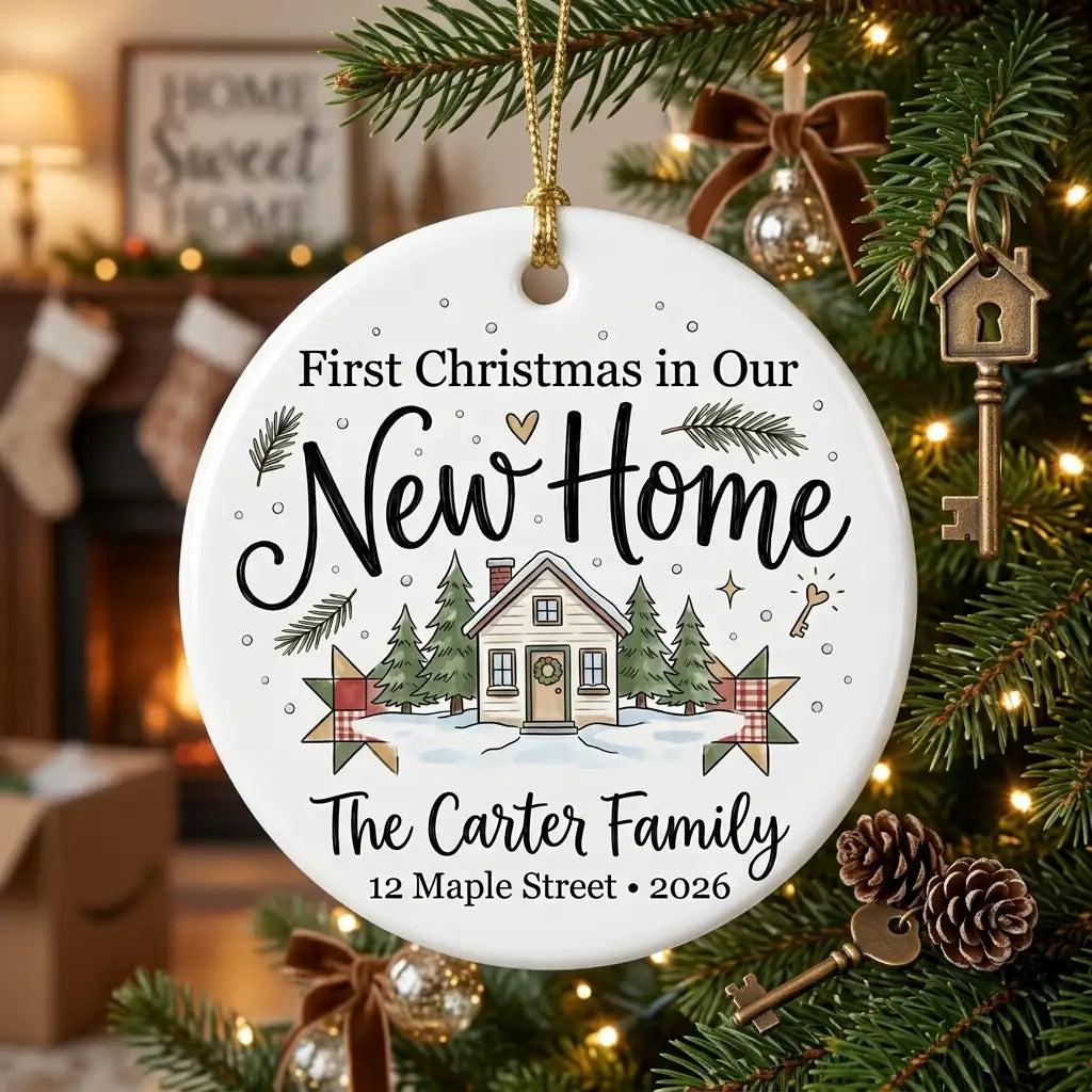 Key & Wreath Personalized New Home Christmas Ornament 2026 lifestyle
