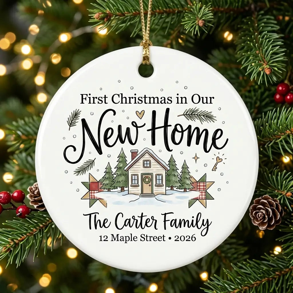 Key & Wreath Personalized New Home Christmas Ornament 2026 tree