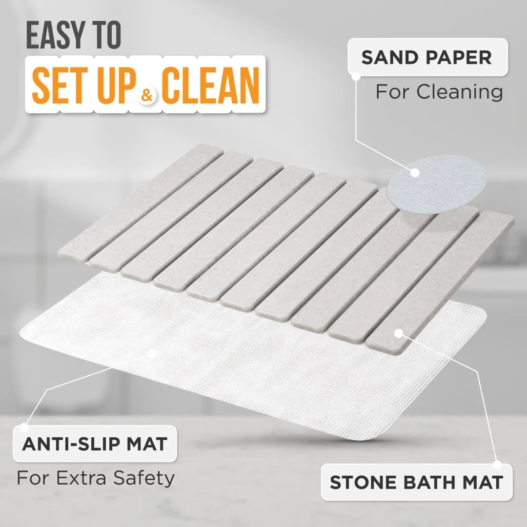 Foldable Stone Bath Mat - Quick Absorbent & Instant Dry